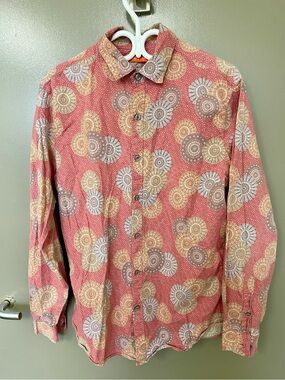 Tori Richard Coral Multi-Disc Print Button-Down Shirt
